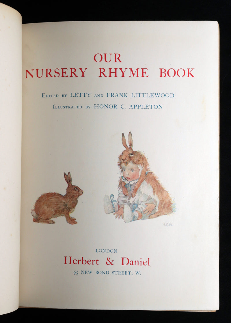 1913 First Edition - Our Nursery Rhyme Book Illustrated by Honor C. Appleton