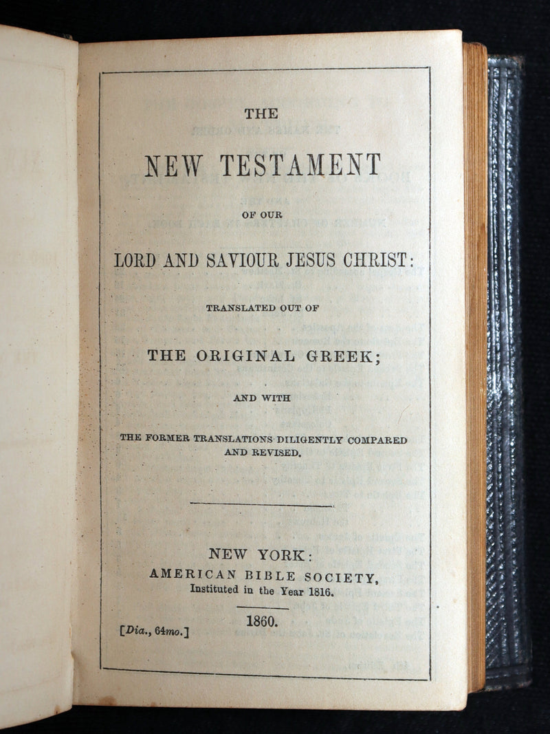 1860 Scarce Wallet Bible - New Testament of Our Lord and Saviour Jesus Christ