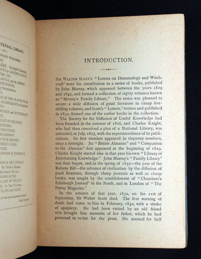 1885 Rare Book - Demonology and Witchcraft, Witches and Fairies by Walter Scott