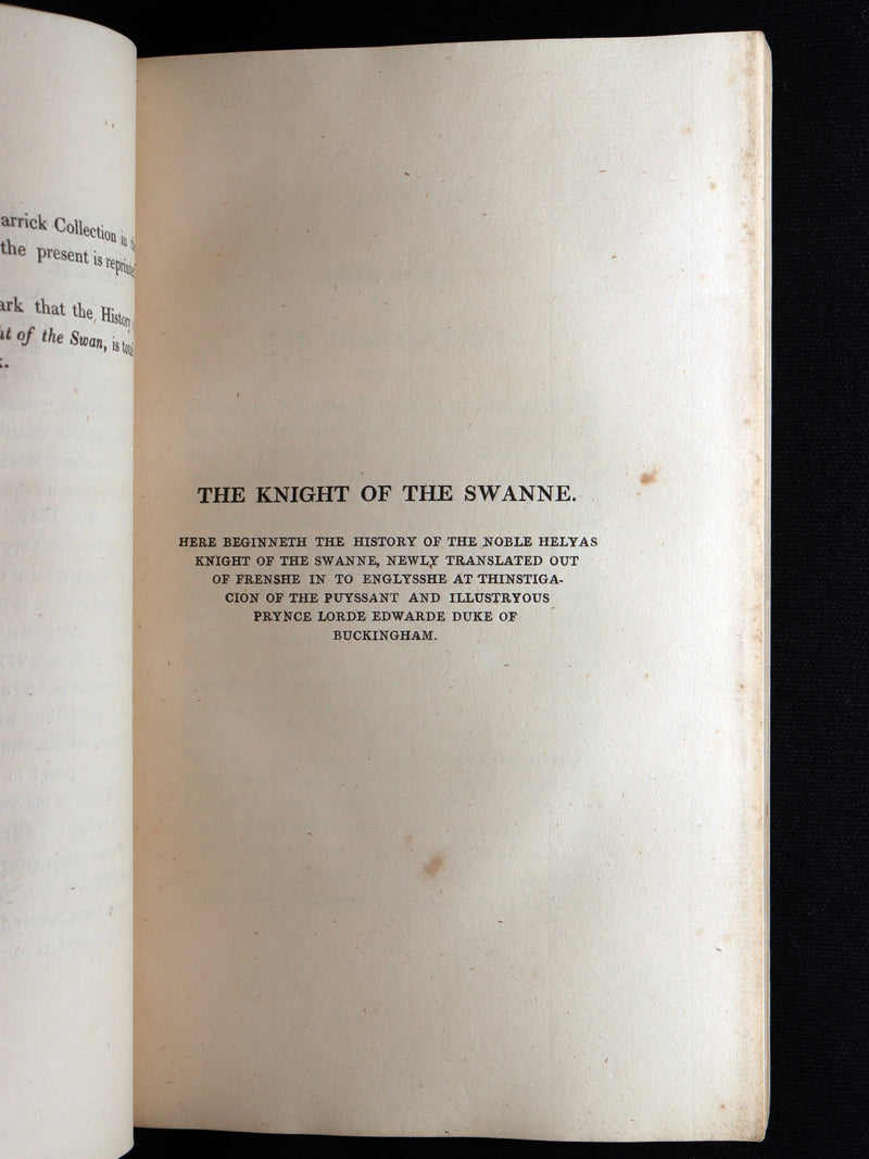 1827 Scarce Medieval Romance - The History of Helyas, Knight of the Swan