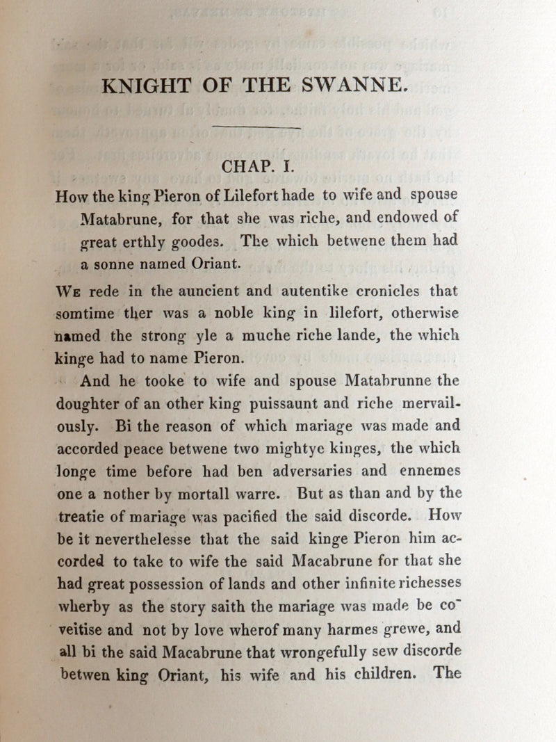 1827 Scarce Medieval Romance - The History of Helyas, Knight of the Swan