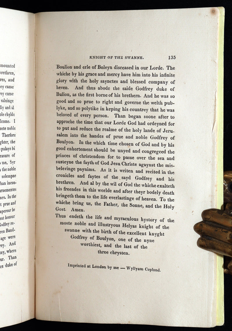 1827 Scarce Medieval Romance - The History of Helyas, Knight of the Swan