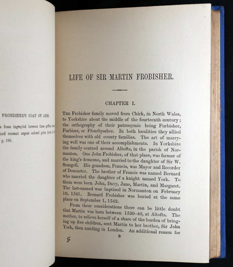 1878 Rare Book - Life of Sir Martin Frobisher, Knight and the Northwest Passage