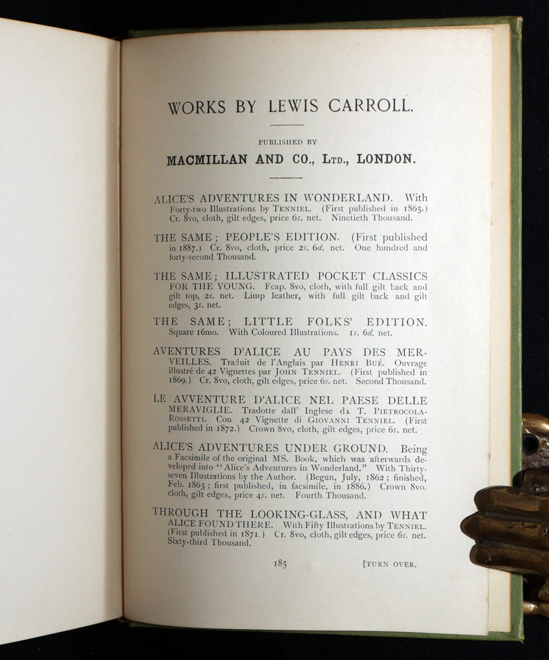 1905 Rare Book - Alice's Adventures in Wonderland by Lewis Carroll, illustrated