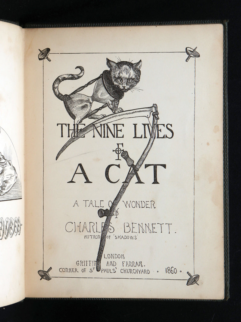 1860 Rare First Edition-The Nine Lives of a Cat, illustrated by Charles Bennett