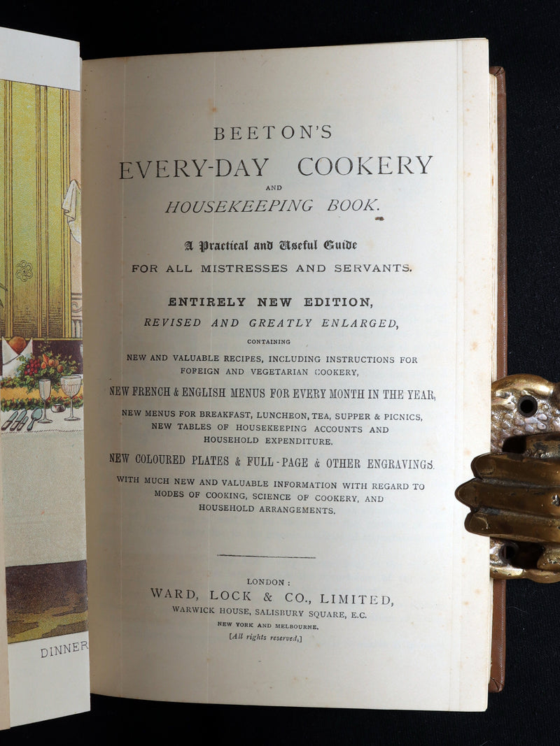 1890 Rare Book - Mrs. Isabella Beeton’s Every-Day Cookery, Illustrated in Colour