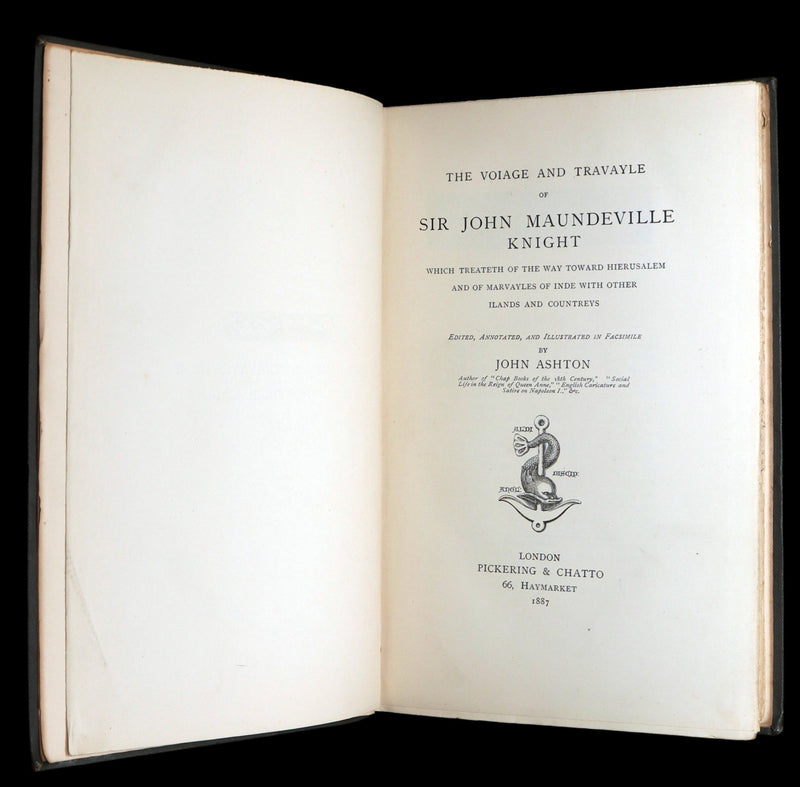 1887 Rare Legendary medieval Travel - The Voiage of Syr John Maundeville, Knight