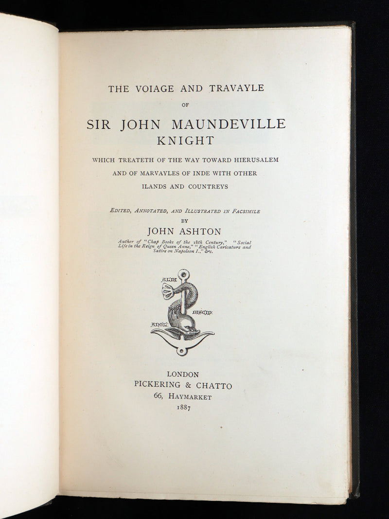 1887 Rare Legendary medieval Travel - The Voiage of Syr John Maundeville, Knight
