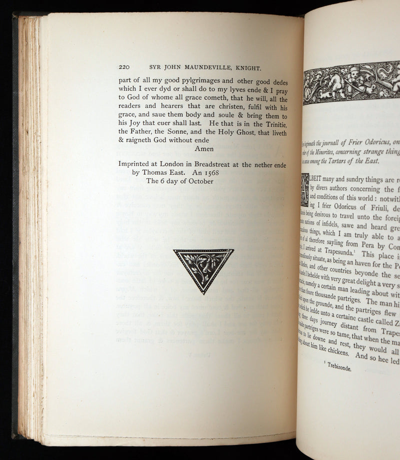1887 Rare Legendary medieval Travel - The Voiage of Syr John Maundeville, Knight