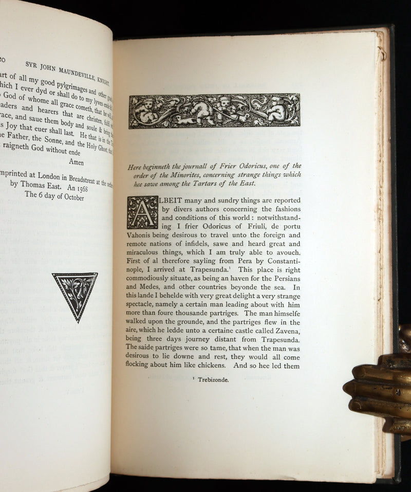 1887 Rare Legendary medieval Travel - The Voiage of Syr John Maundeville, Knight