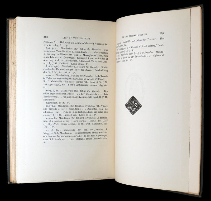 1887 Rare Legendary medieval Travel - The Voiage of Syr John Maundeville, Knight