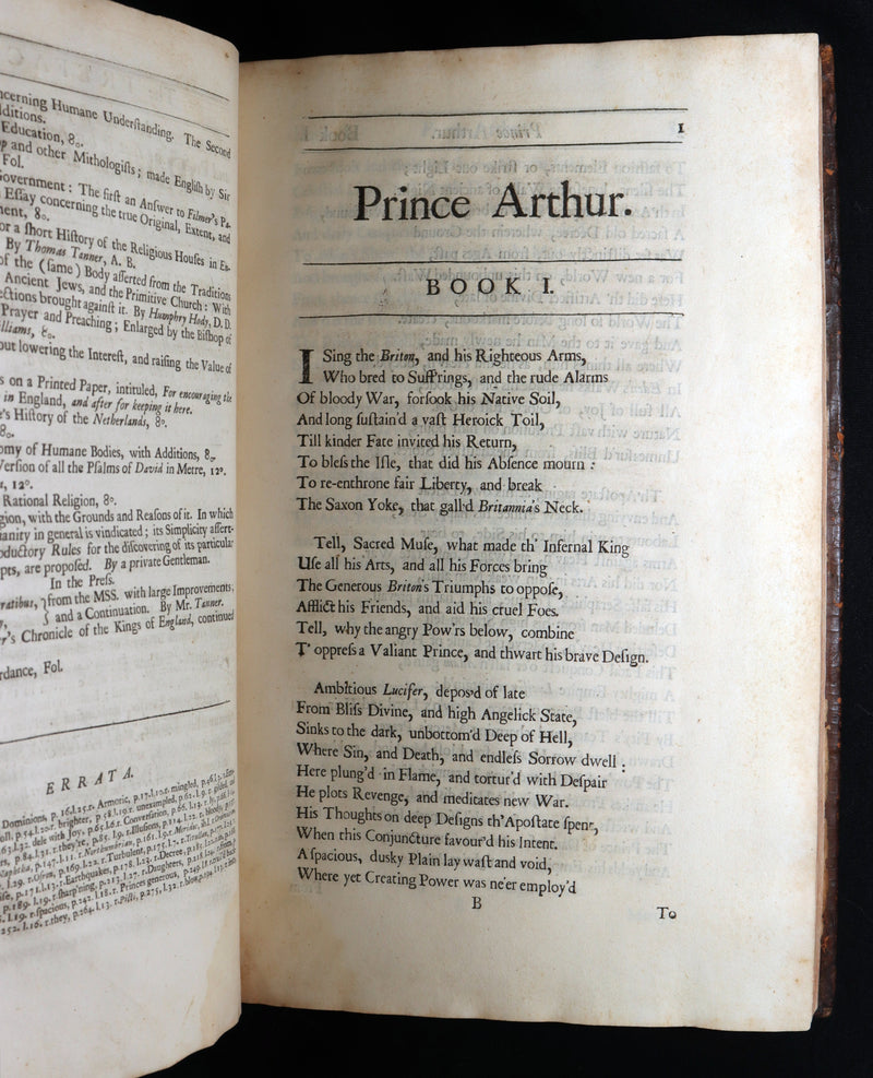 1695 Rare Book - Prince Arthur,  An Heroick Poem by Sir Richard Blackmore