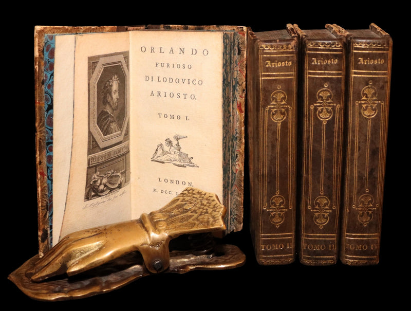 1783 Rare Italian 4 Vol Set Pocket Edition - Orlando Furioso by Lodovico Ariosto