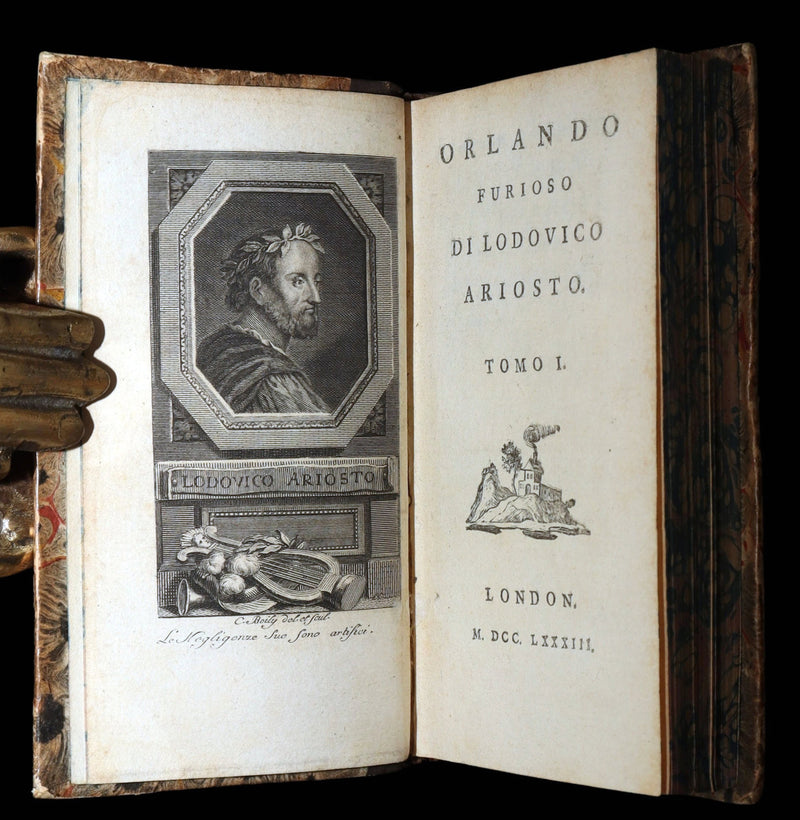 1783 Rare Italian 4 Vol Set Pocket Edition - Orlando Furioso by Lodovico Ariosto