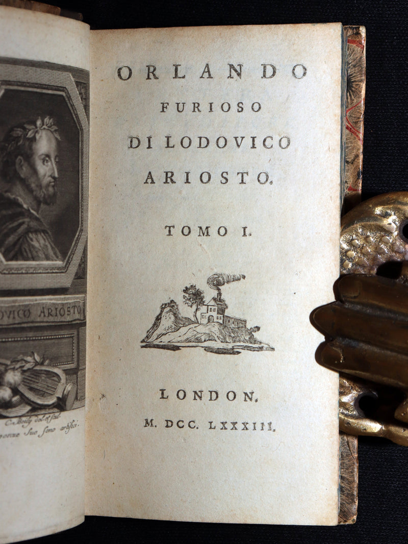 1783 Rare Italian 4 Vol Set Pocket Edition - Orlando Furioso by Lodovico Ariosto