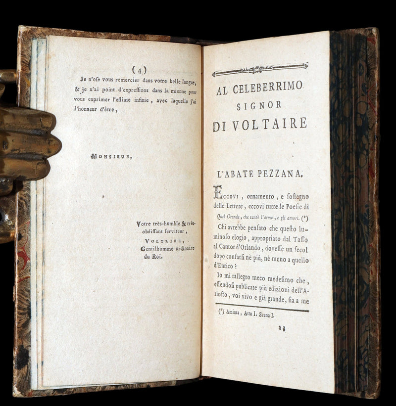 1783 Rare Italian 4 Vol Set Pocket Edition - Orlando Furioso by Lodovico Ariosto