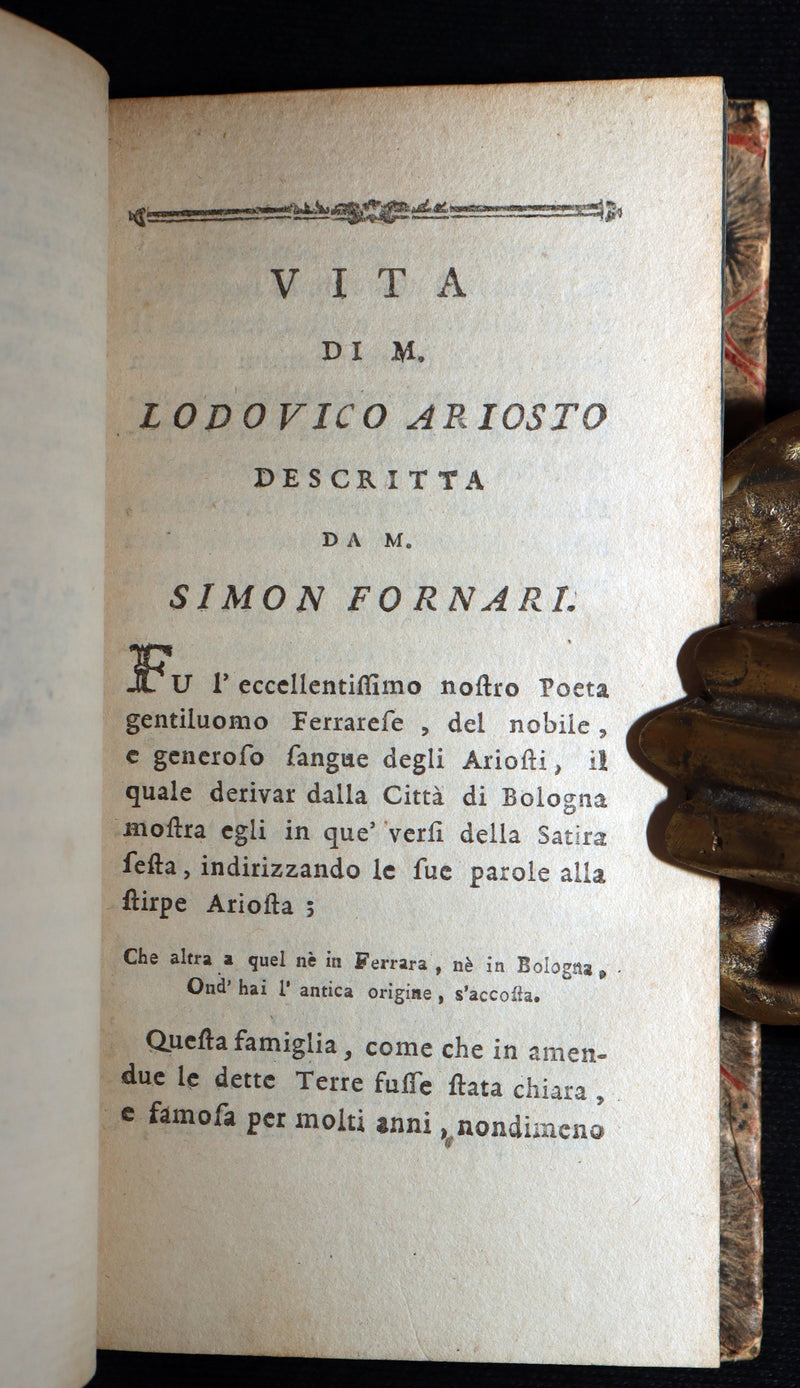 1783 Rare Italian 4 Vol Set Pocket Edition - Orlando Furioso by Lodovico Ariosto