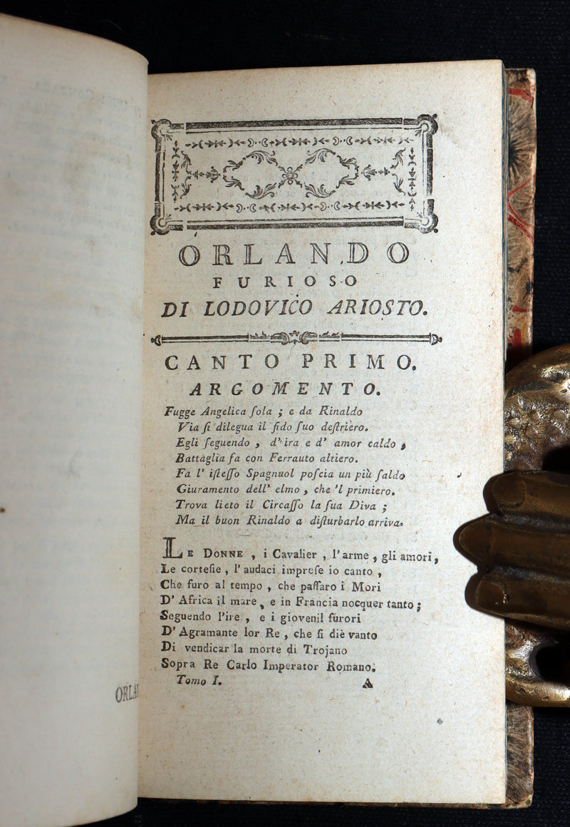 1783 Rare Italian 4 Vol Set Pocket Edition - Orlando Furioso by Lodovico Ariosto
