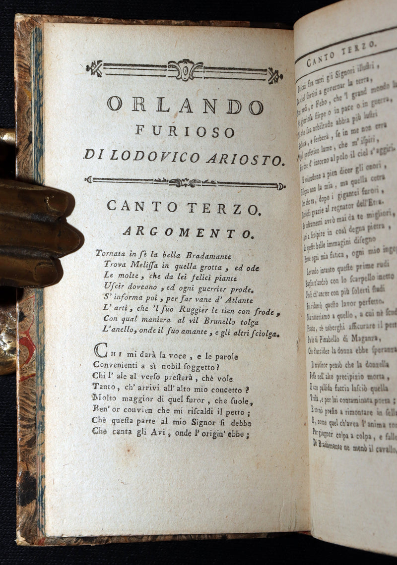 1783 Rare Italian 4 Vol Set Pocket Edition - Orlando Furioso by Lodovico Ariosto