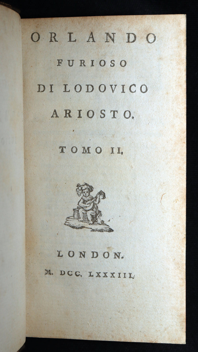 1783 Rare Italian 4 Vol Set Pocket Edition - Orlando Furioso by Lodovico Ariosto