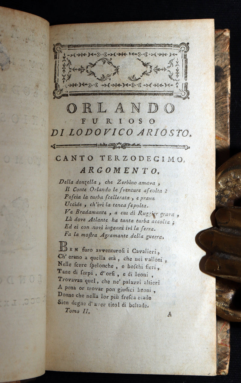 1783 Rare Italian 4 Vol Set Pocket Edition - Orlando Furioso by Lodovico Ariosto