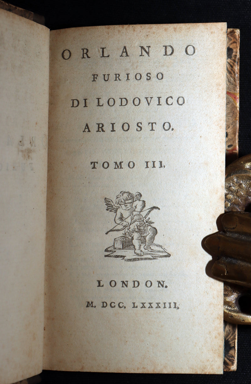 1783 Rare Italian 4 Vol Set Pocket Edition - Orlando Furioso by Lodovico Ariosto