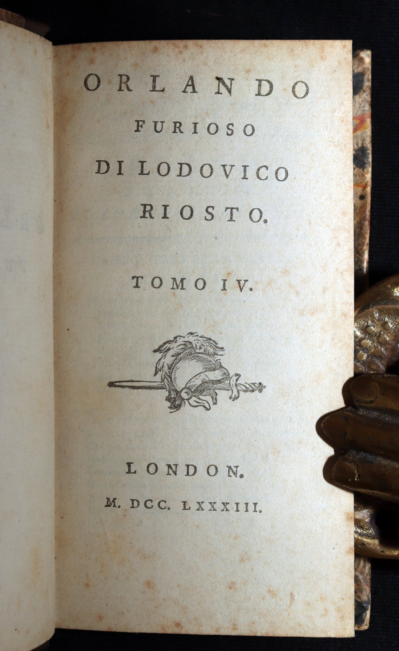 1783 Rare Italian 4 Vol Set Pocket Edition - Orlando Furioso by Lodovico Ariosto