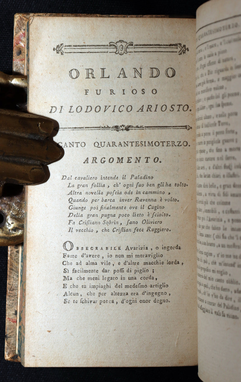 1783 Rare Italian 4 Vol Set Pocket Edition - Orlando Furioso by Lodovico Ariosto