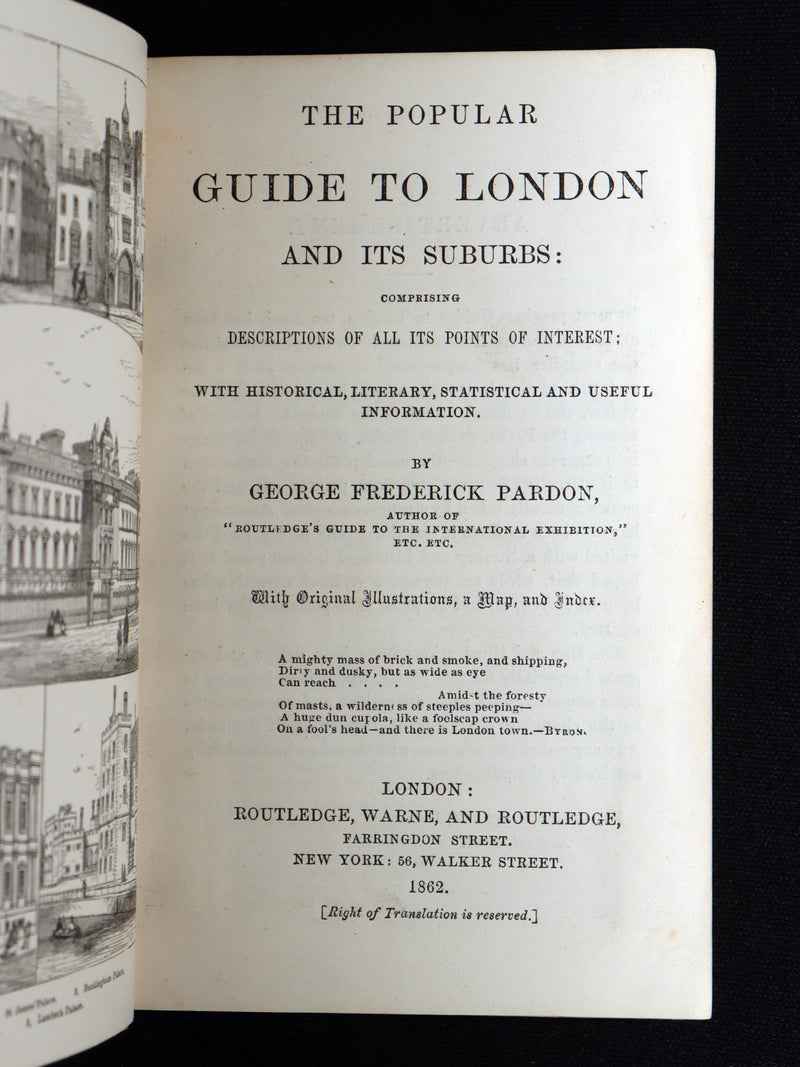 1862 Scarce Book - Routledge’s Popular Guide to London and Its Suburbs + Map