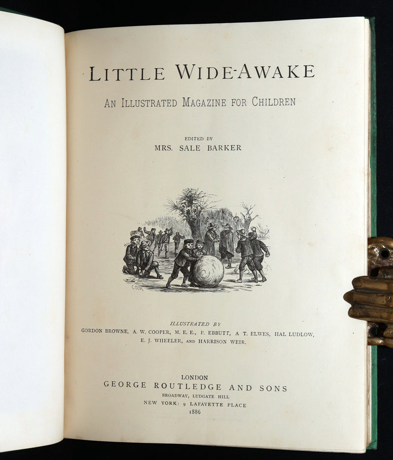 1886 Rare Victorian Book - Little Wide-Awake, Illustrated Magazine for Children