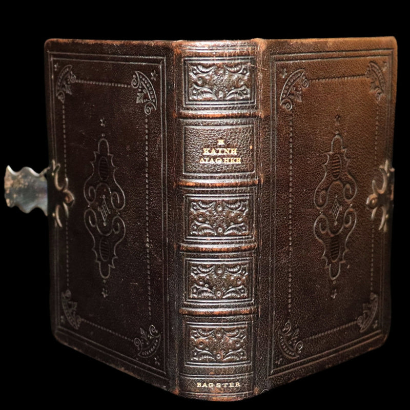 1850 Rare Greek New Testament - Novum Testamentum with Clasp and Maps