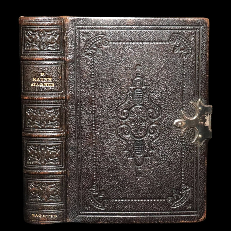 1850 Rare Greek New Testament - Novum Testamentum with Clasp and Maps