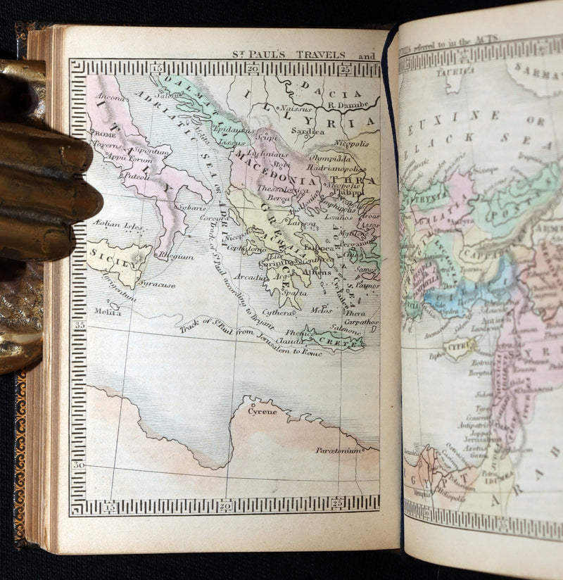 1850 Rare Greek New Testament - Novum Testamentum with Clasp and Maps