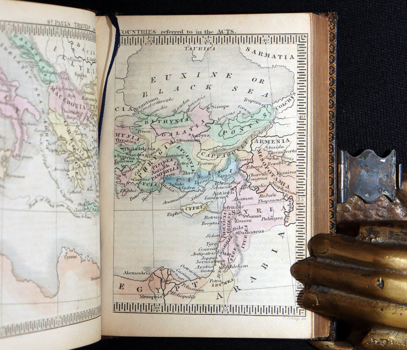 1850 Rare Greek New Testament - Novum Testamentum with Clasp and Maps