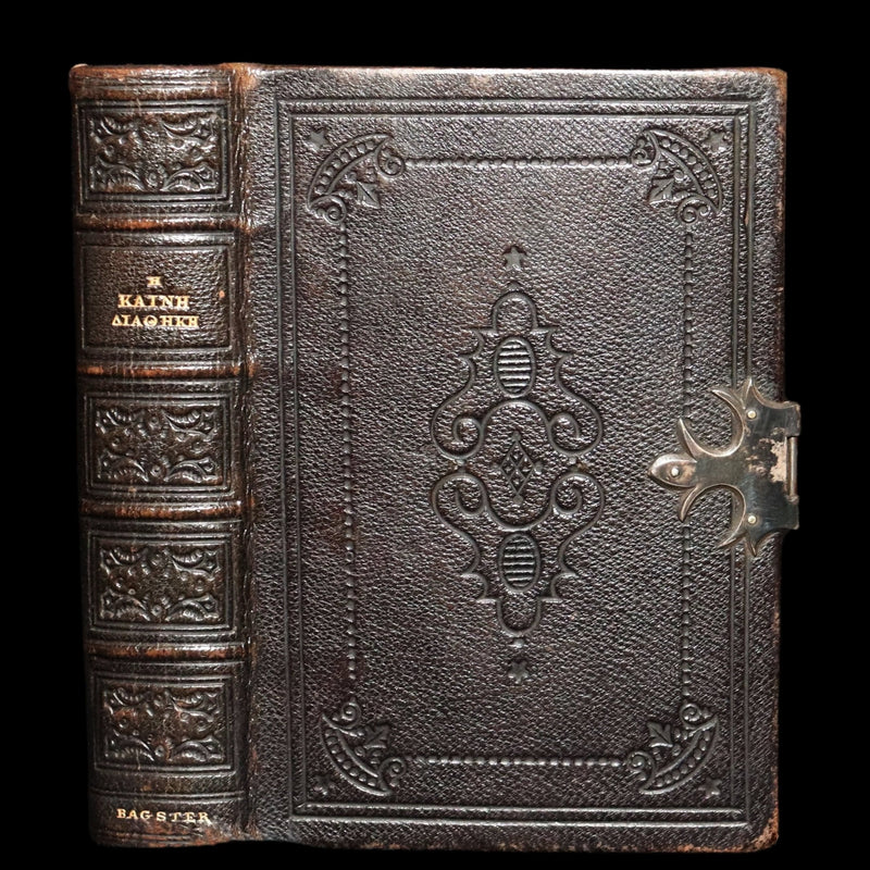 1850 Rare Greek New Testament - Novum Testamentum with Clasp and Maps