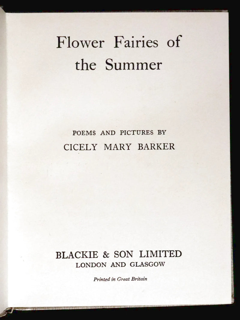 1930 Rare Book - Flower Fairies of the Summer illustrated by Cicely Mary Barker
