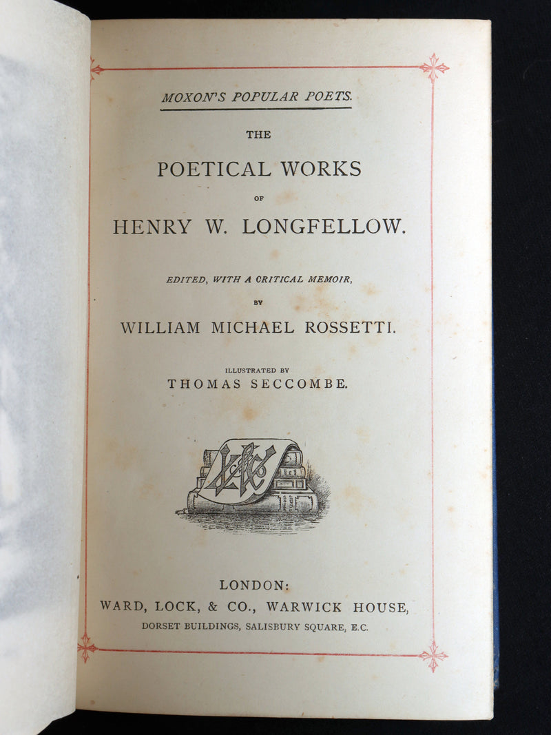 1882 Rare Book - The Poetical Works of Henry W. Longfellow, Illustrated