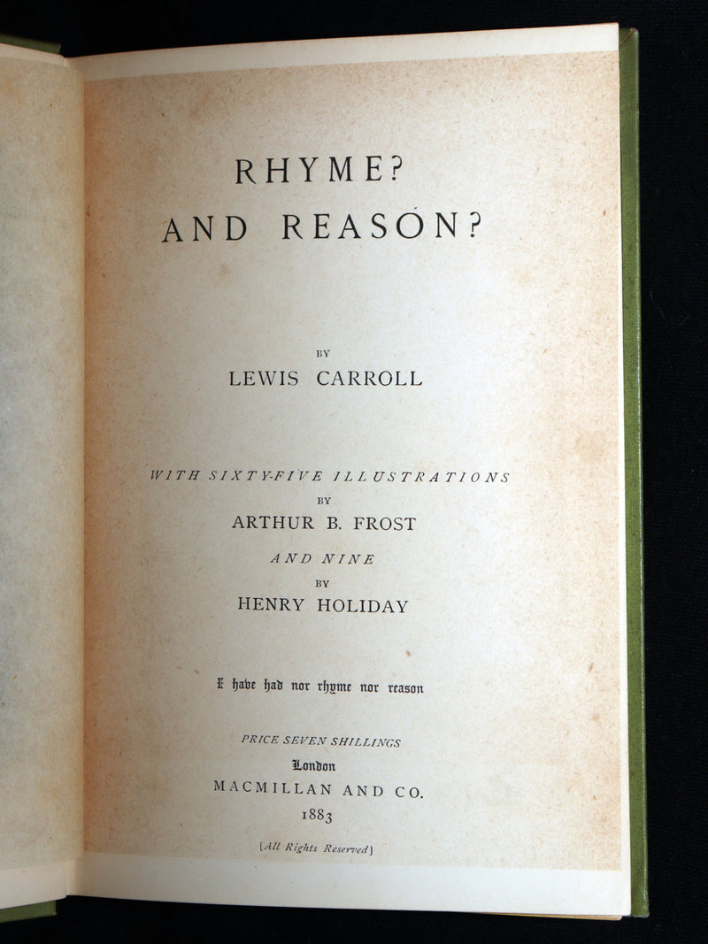1883 Rare 1stED - Rhyme? And Reason?, The Hunting of the Snark by Lewis Carroll