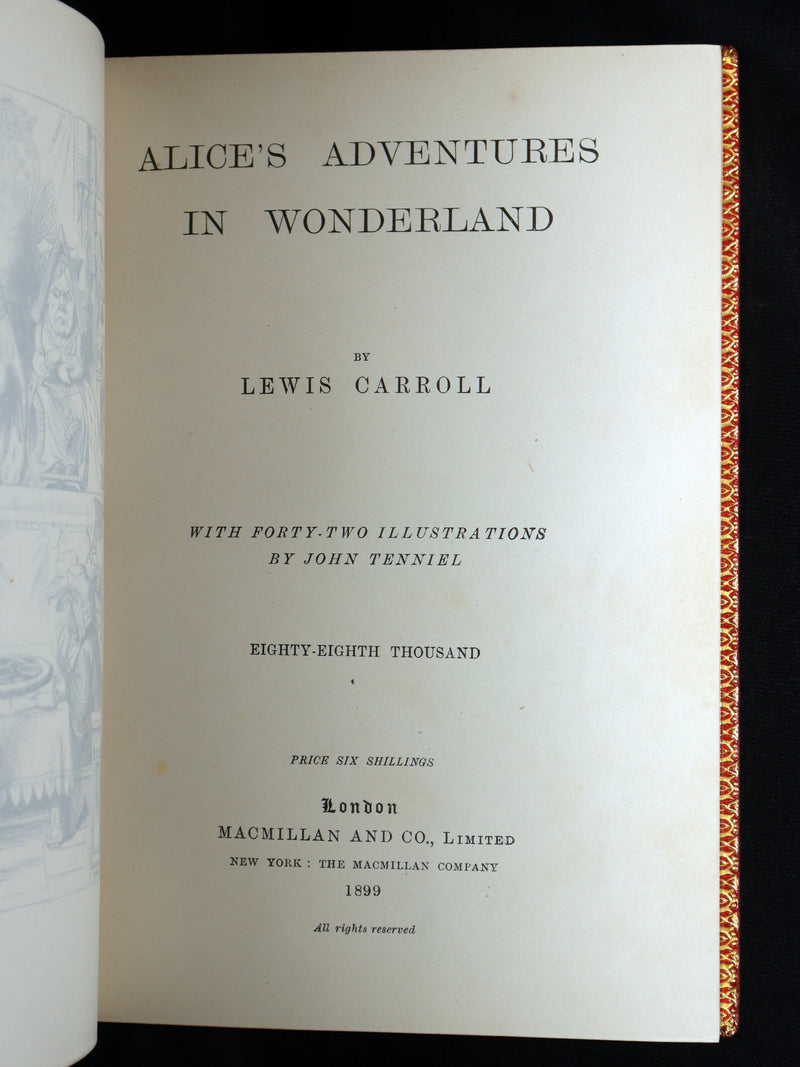 1899 Rare Zaehnsdorf Binding - Alice’s Adventures in Wonderland by Lewis Carroll