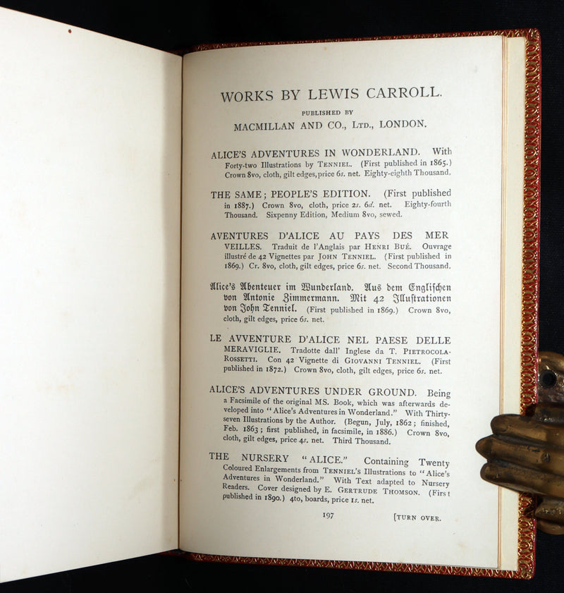 1899 Rare Zaehnsdorf Binding - Alice’s Adventures in Wonderland by Lewis Carroll