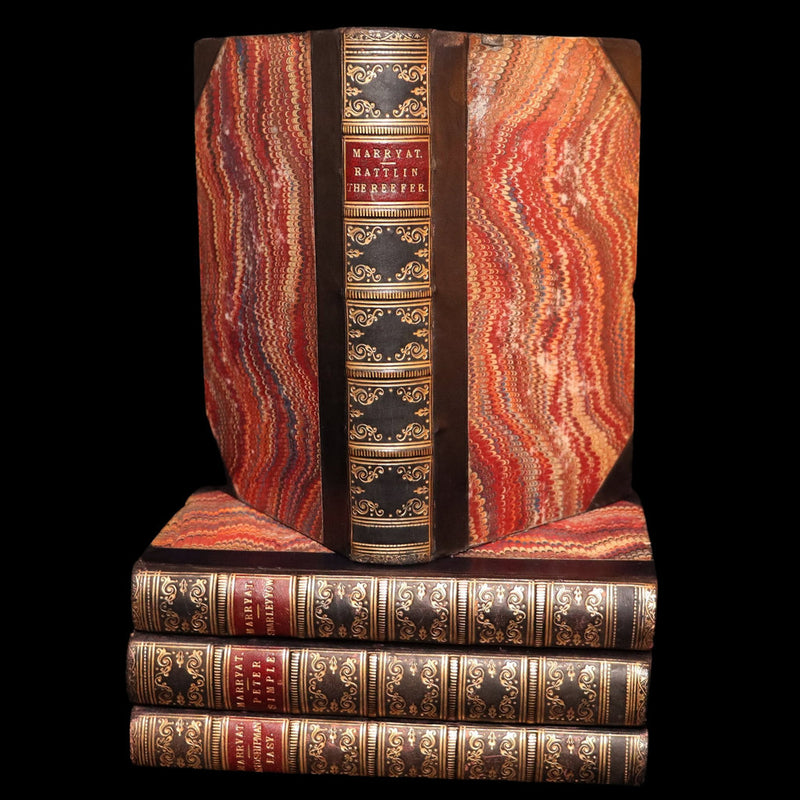 1856 Rare Captain Frederick Marryat Set - Mr. Midshipman Easy; Peter Simple; ...