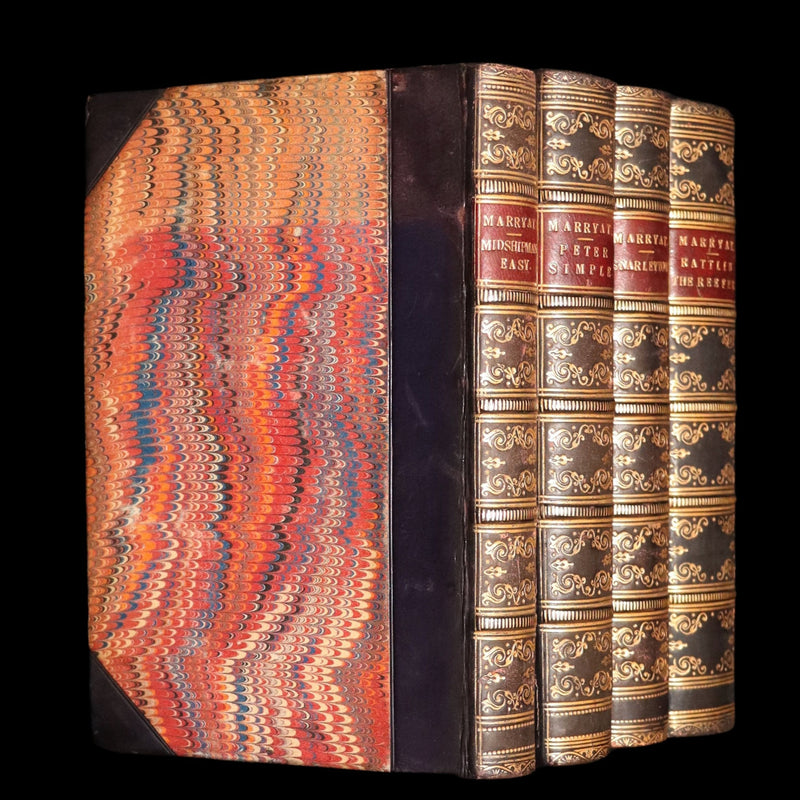 1856 Rare Captain Frederick Marryat Set - Mr. Midshipman Easy; Peter Simple; ...