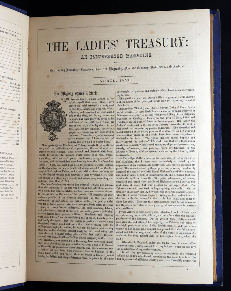 1858 Rare Victorian Book set - The Ladies’ Treasury, An Illustrated Magazine