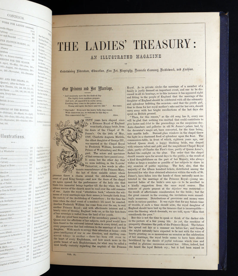 1858 Rare Victorian Book set - The Ladies’ Treasury, An Illustrated Magazine