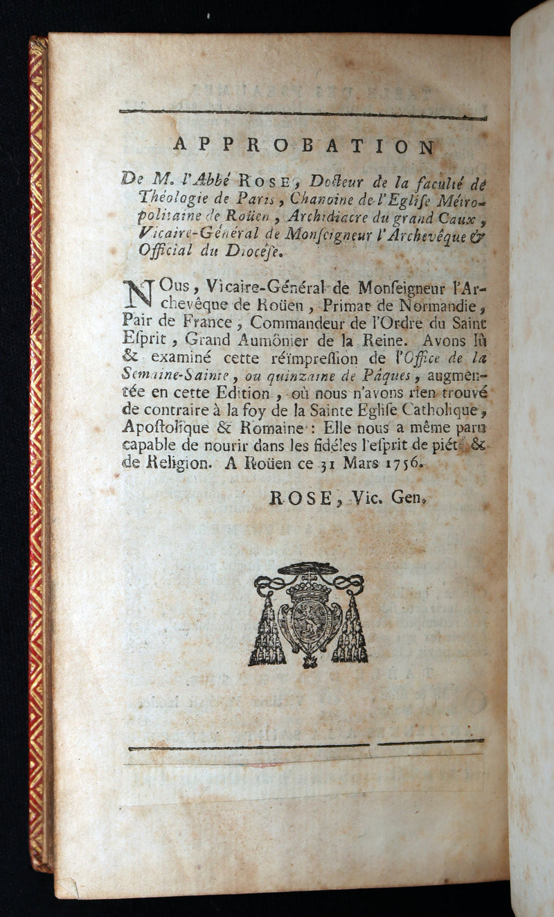 1756 Rare French Latin Book - Office of Holy Week, Office de la Semaine Sainte