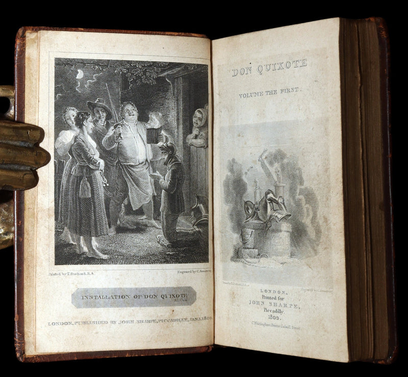 1809 Rare Book Set - Life and Exploits of Don Quixote de la Mancha, Illustrated