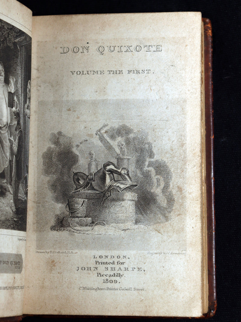 1809 Rare Book Set - Life and Exploits of Don Quixote de la Mancha, Illustrated
