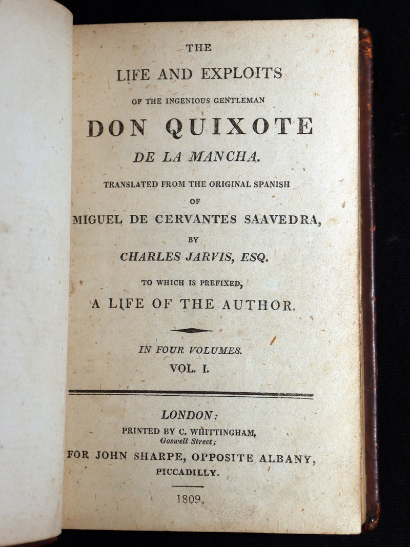1809 Rare Book Set - Life and Exploits of Don Quixote de la Mancha, Illustrated