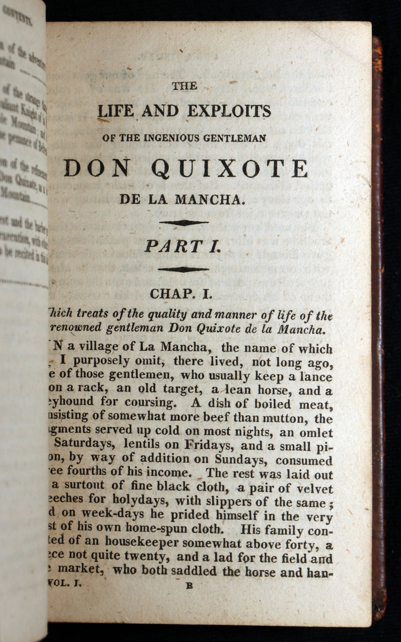 1809 Rare Book Set - Life and Exploits of Don Quixote de la Mancha, Illustrated