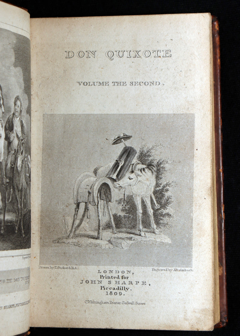 1809 Rare Book Set - Life and Exploits of Don Quixote de la Mancha, Illustrated